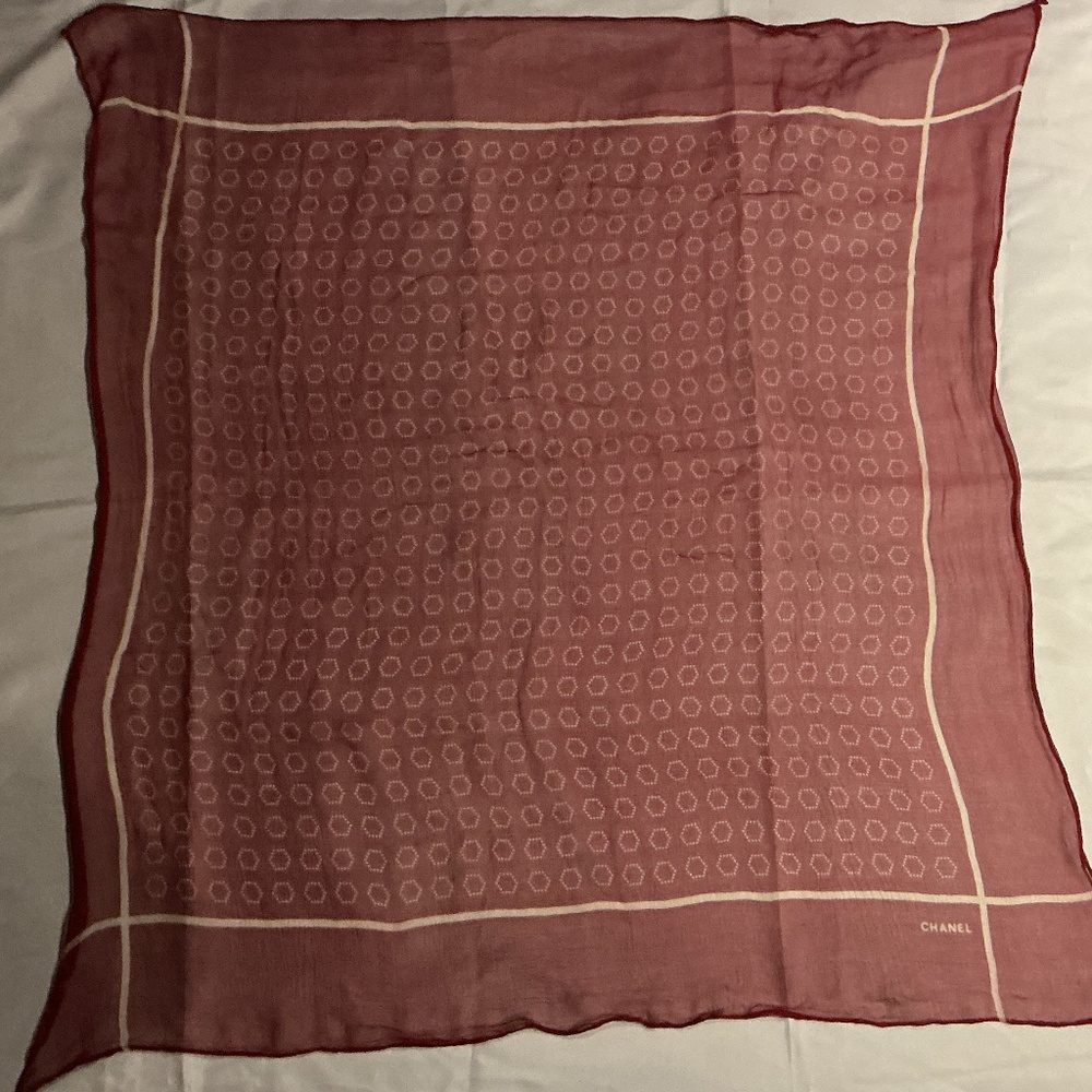 Vintage Chanel Chiffon Scarf, 34” by 30”